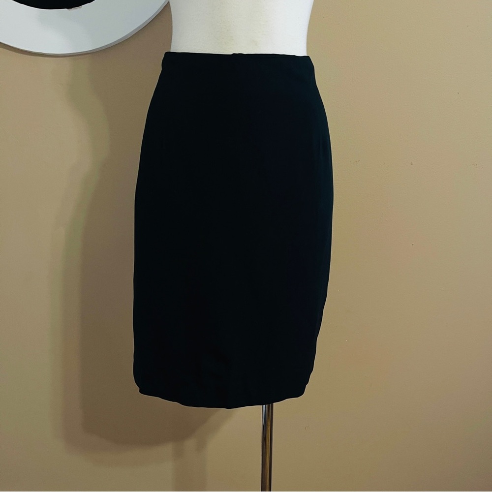 Vintage Bebe San Francisco Black Wool Pencil Skirt Size 12 Lined Back Slit